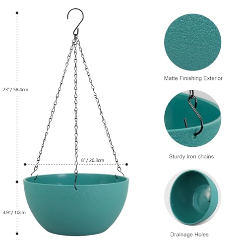 8 inch Small Hanging Planters Plant Pots for Indoor Outdoor Plants (2 Count)