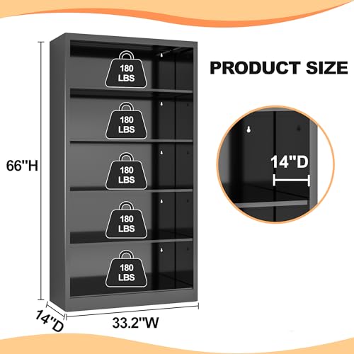 66" Tall Metal Bookcase