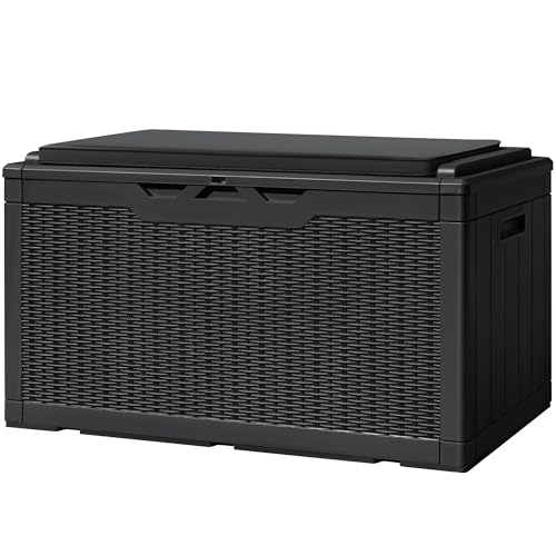 100 Gallon Resin Deck Box Large Outdoor Storage with Cushions for Patio Furniture