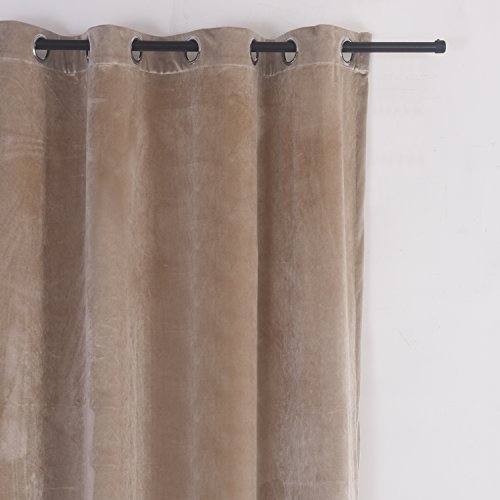 Super Soft Luxury Velvet Curtains Set of 2 Sand Color Room Darkening Blackout Drapes Drapery Cream 52 Inch Wide by 72 Inch Length with Grommet Sand