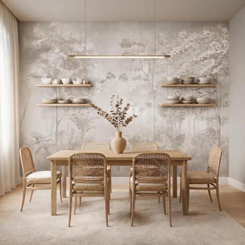 Neutral Forest Peel and Stick Wallpaper Jungle Landscape Mural