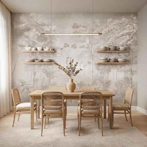 Neutral Forest Peel and Stick Wallpaper Jungle Landscape Mural