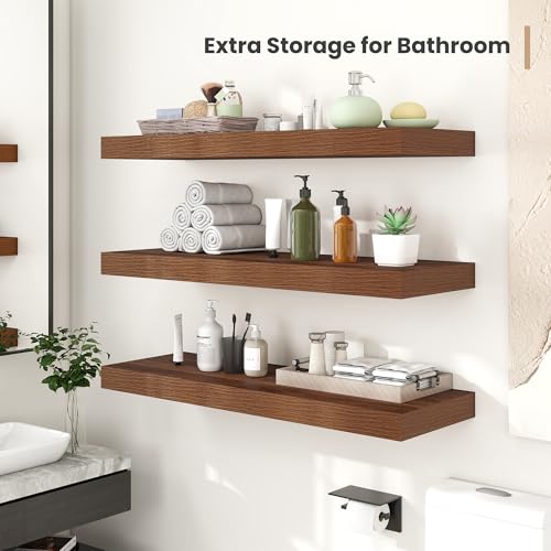 12 x 12 Deep Floating Shelves Wall Mounted Set of 2 Walnut (2 Count)