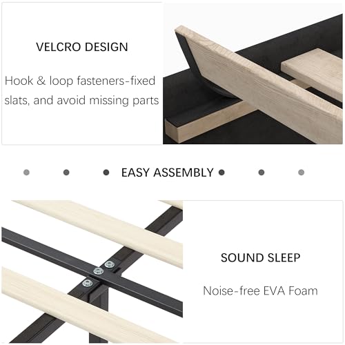 King Size Bed Frame with Upholstered Headboard