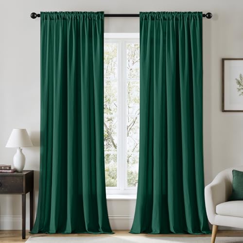 Hunter Green Privacy Sheer Curtains 2 Panels 42W x 96L (2 Count)