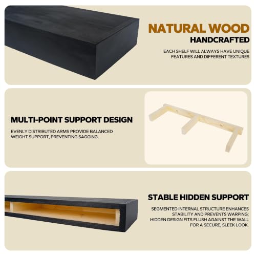 Floating Shelves 3 inch Thick for Wall Set of 2