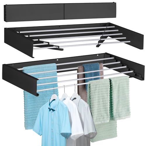 Laundry Drying Rack Wall Mounted Clothes Drying Rack Black