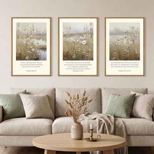 Vintage Christian Bible Verses Framed Canvas Wall Art