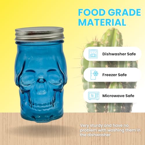 14 oz Colorful Skull Glass Mason Jar