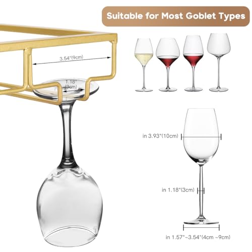 6 Row Wine Glass Rack Under Cabinet Large Capacity