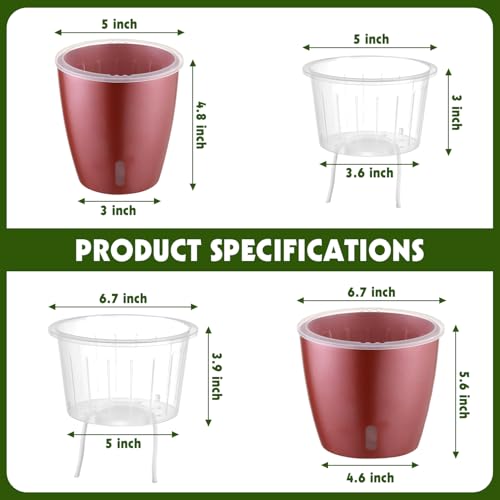 Self Watering Pots for Indoor Plants (4 Count)