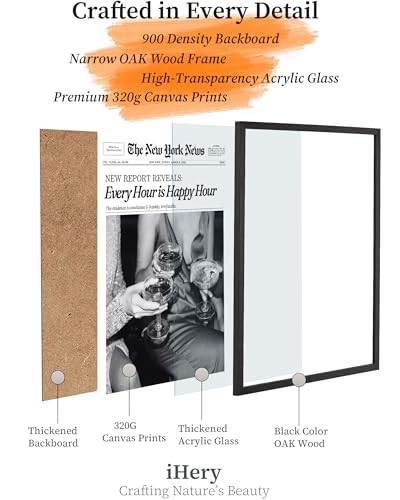 18x24in Every Hour Is Happy Hour Black Framed Newspaper Wall Art