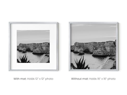 16x16 Silver Metal Picture Frames Matted to 12x12
