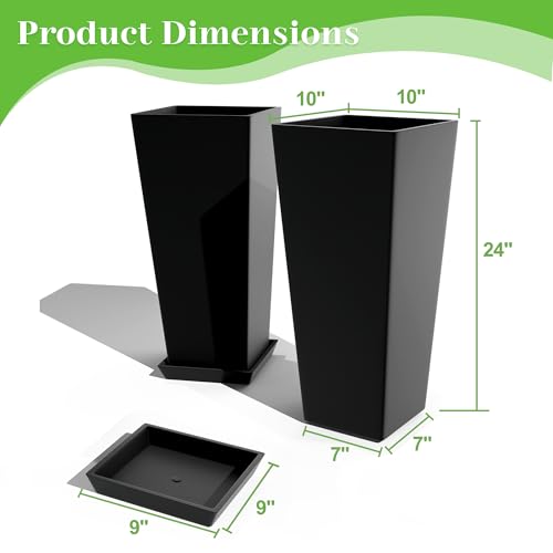 Set of 2 Tall Planters for Outdoor Plants (2 Count)