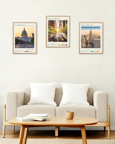 12x16IN New York Street Framed Wall Art Urban Canvas Print