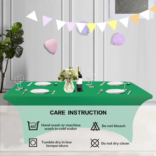 6FT Table Cloth for Rectangular Spandex Emerald Green Table Cover