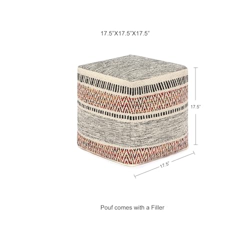 Pouf Ottoman with Filler Textured Storage Cube Bean Bag Pouffe Footrest for Living Room