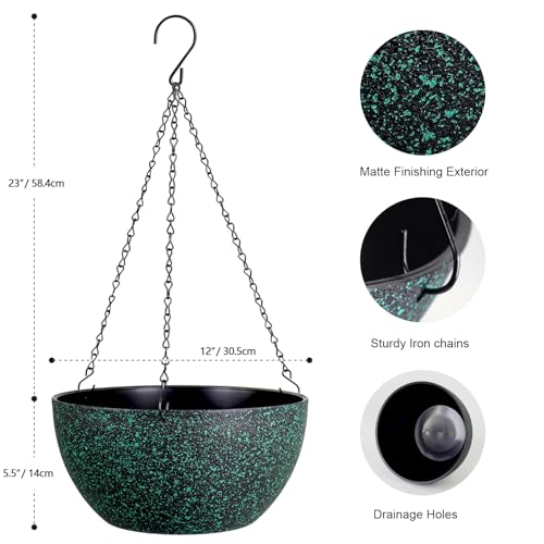 12 inch Large Hanging Planters for Indoor Outdoor Plants (2 Count)