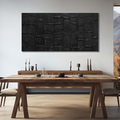 Minimalist Wall Paintings for Office Extra Large Canvas Wall Art for Dining Room Black Abstract Pictures for Living Room Size 36 x 72 Inch