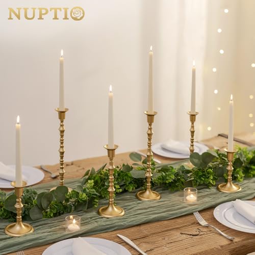 Gold Candle Holders for Decor (6 Count)