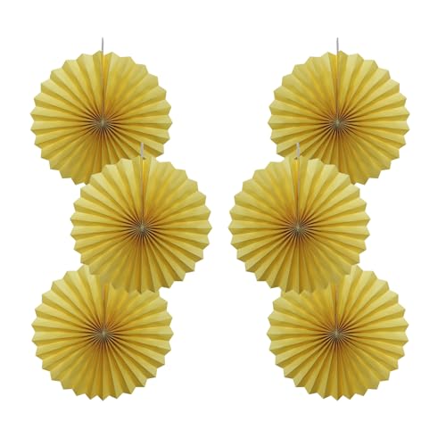 Yellow Birthday Decorations Yellow Hanging Paper Fans Set DIY 6 Pcs (6 Count)