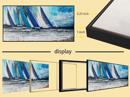 Framed Wall Art Blue Extra Large Sailboat