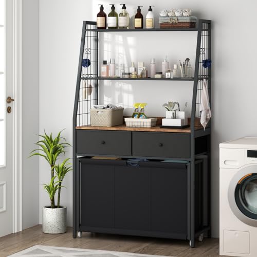 Laundry Hamper Laundry Basket with 3 Section Pull