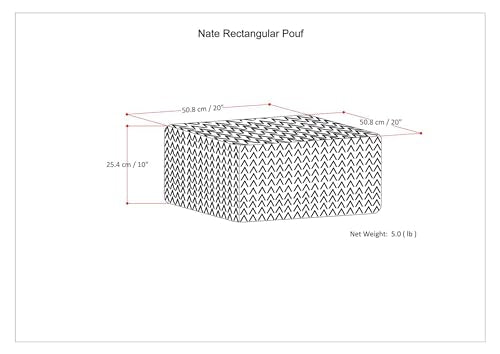 Nate 20" Wide Square Pouf in Red Handwoven Cotton