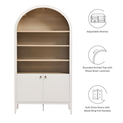 Nolan Tall Arched Storage Display Cabinet in Ivory