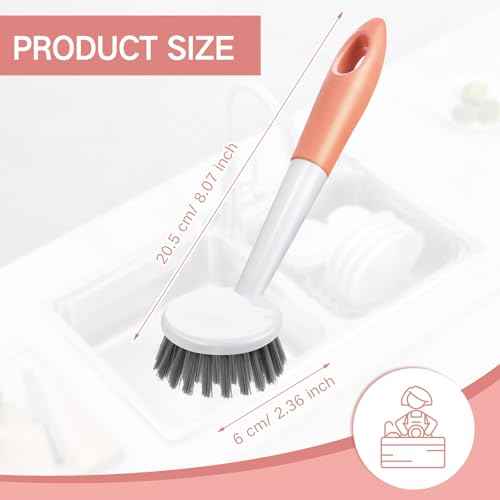 12 Pack Long Handle Dish Scrub Brush Stiff Bristles (12 Count)