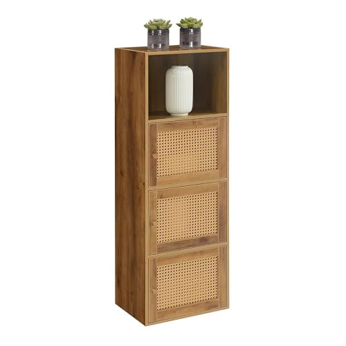 Xtra Storage Boho Weave 3 Door Cabinet 16.5"
