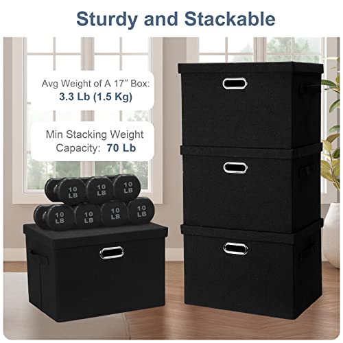 Large 17" 36 Quart Collapsible Stackable Storage Bins with Lids (3 Count)