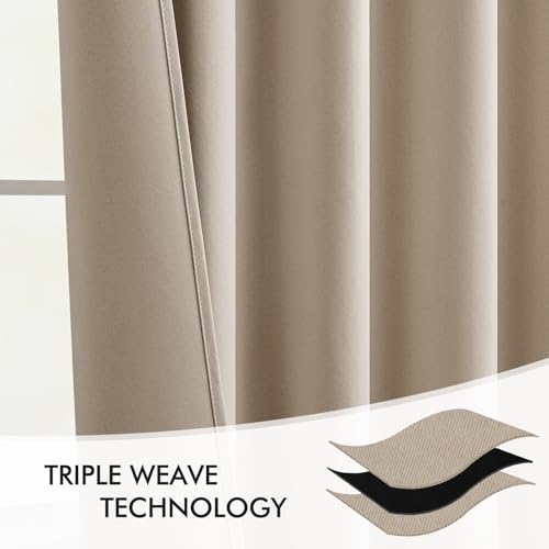 Taupe Back Tab Blackout Curtains 52x63 Inches Long 2 Panels Set (2 Count)