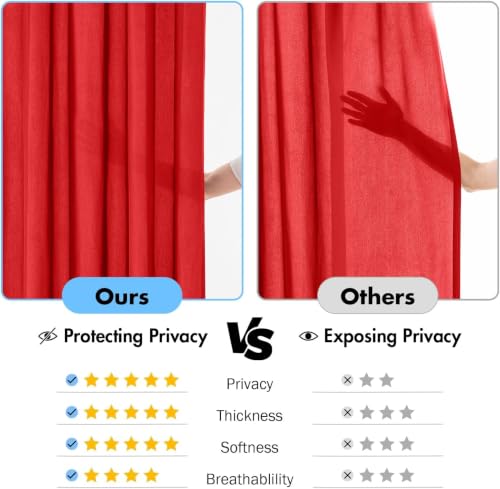 Red Privacy Sheer Curtains 2 Panels 42W x 84L (2 Count)