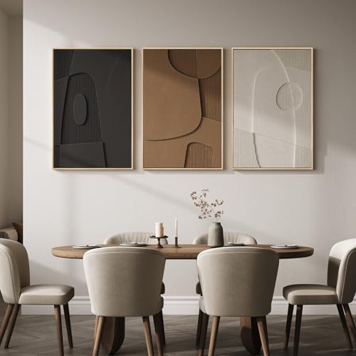 3D Textured Large Framed Abstract Wall Art for Living Room (3 Count)