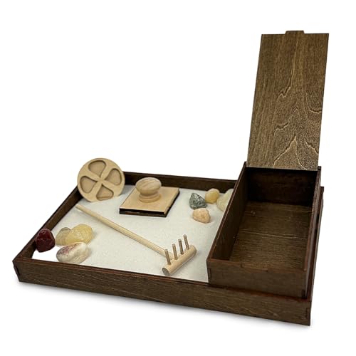 Wooden Zen Garden with Accessories Box