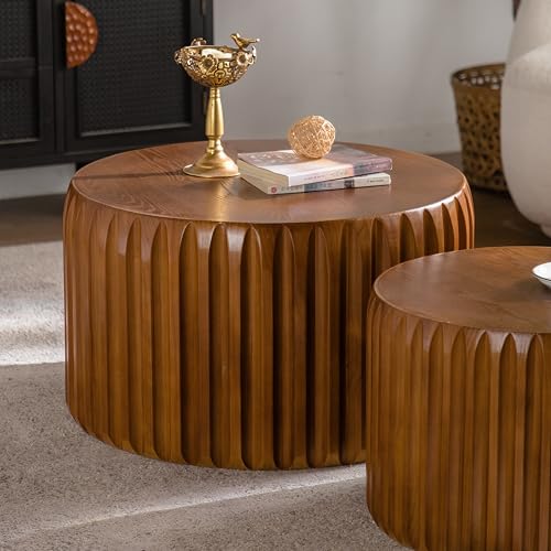 Fluted Round Coffee Table Set of 2 (2 Count)