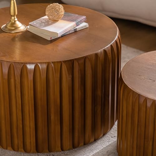 Fluted Round Coffee Table Set of 2 (2 Count)