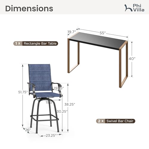 Bar Height Patio Table and Chairs 3 Piece (3 Count)