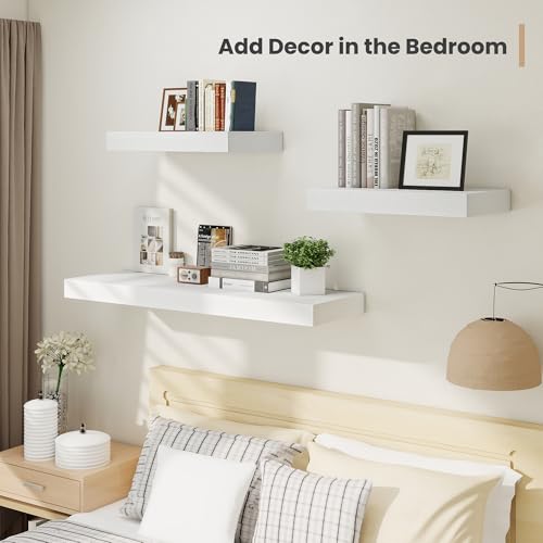 24 x 12 Deep Floating Shelves Wall Mounted Set of 2 White (2 Count)