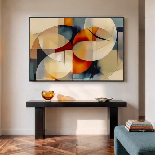 Extra Large Framed Geometric Abstract Wall Art for Living Room