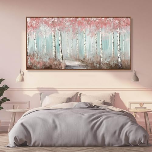 Forest Canvas Wall Art Pink Poster Printing Plant Wall Decor 36"x70" Decorations for Living Room Decorative Pictures for Office
