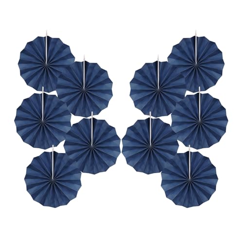 Blue Party Decorations Navy Blue Hanging Paper Round Fan Bulk 8inch (30 Count)