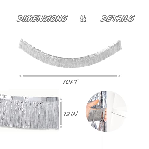 Silver Foil Fringe Garland 10FT 2packs for Parade Float Decorations (20 Foot)