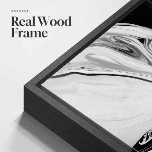 Large Framed Black and White Modern Abstract Wall Art Set of 3 (3 Count)