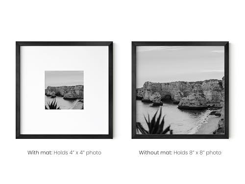 8x8 Black Metal Picture Frame Matted to 4x4