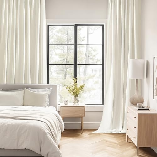 Cream Back Tab Blackout Curtains 52x63 Inches Long 2 Panels Set