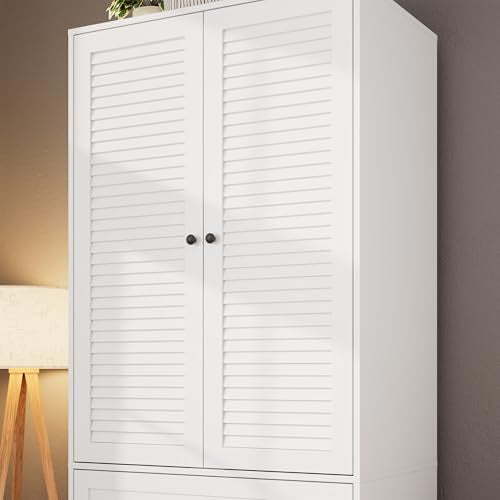 70" Wardrobe Armoire Wooden Closet with 3 Drawers