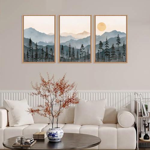 Boho Mountain Framed Canvas Wall Art Set (3 Count)