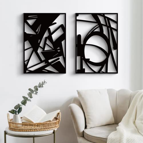 4 Pack Black Abstract Metal Wall Art (4 Count)